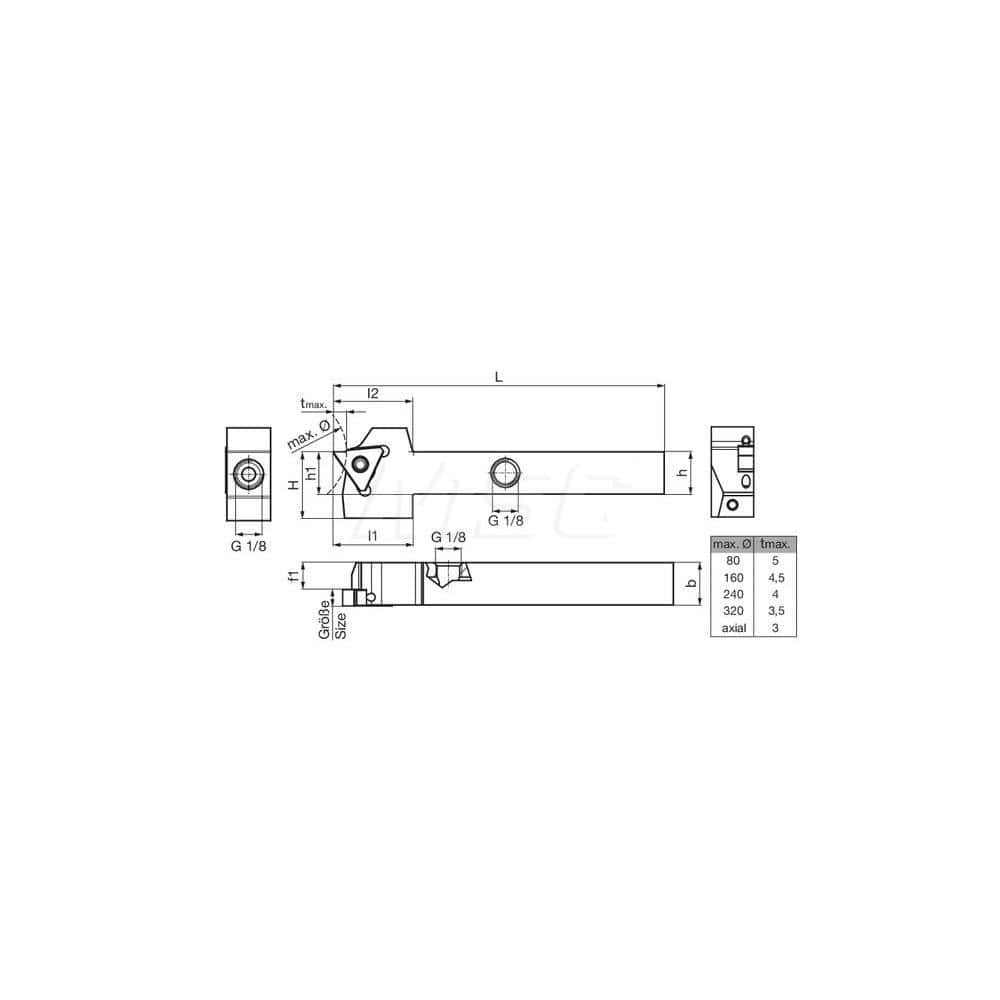 Guhring GH305.0500.500.00.04.L.IK External Left Hand NonFace Grooving Radial Grooving with Thru Coolant Holder 1/2″ Square Shank