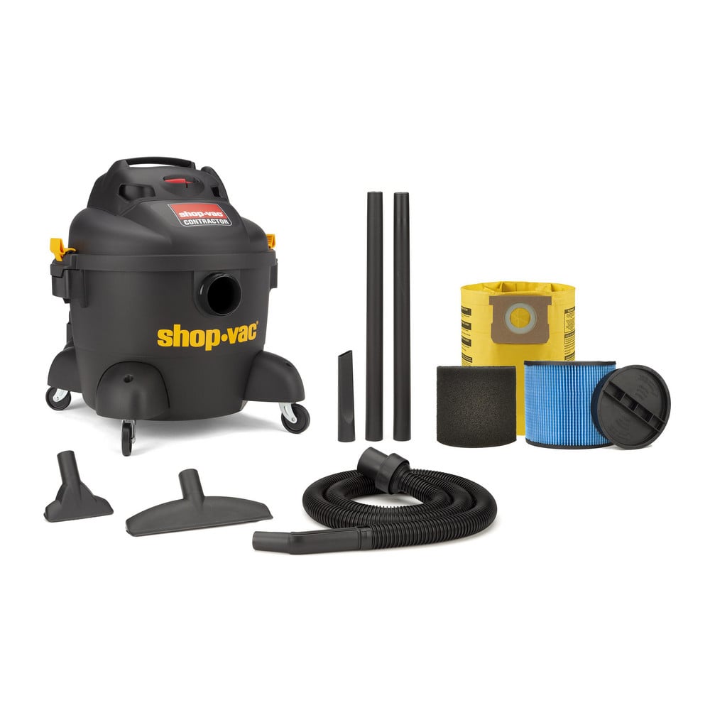 Wet/Dry Vacuum: Electric, 6 gal, 4.5 hp, 12 A Standard, Polyethylene Tank, Cord Included