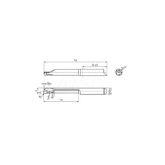 Internal Boring Bar: 0.1575″ Min Bore, 0.8661″ Max Depth, Right Hand Cut, Carbide 1.5748″ OAL, 0.0039″ Corner Radius