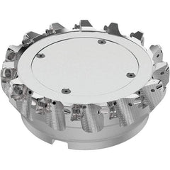 Seco - 6" Cut Diam, 2" Arbor Hole, 0.315" Max Depth of Cut, 71° Indexable Chamfer & Angle Face Mill - 15 Inserts, SN.. Insert, Right Hand Cut, 15 Flutes, Through Coolant, Series R220.56 - Americas Industrial Supply