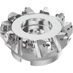 Seco - 100mm Cut Diam, 32mm Arbor Hole, 8mm Max Depth of Cut, 71° Indexable Chamfer & Angle Face Mill - 10 Inserts, SN.. Insert, Right Hand Cut, 10 Flutes, Through Coolant, Series R220.56 - Americas Industrial Supply