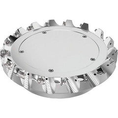 Seco - 8" Cut Diam, 2-1/2" Arbor Hole, 0.236" Max Depth of Cut, 48° Indexable Chamfer & Angle Face Mill - 17 Inserts, SN.. Insert, Right Hand Cut, 17 Flutes, Through Coolant, Series R220.54 - Americas Industrial Supply