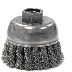 2-3/4″ Single Row Knot Wire Cup Brush, .020″ Steel Fill, 1/2″-13 UNC Nut - Americas Industrial Supply