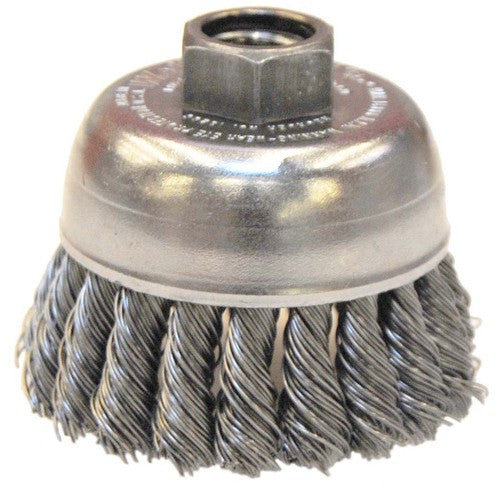 2-3/4″ Single Row Knot Wire Cup Brush, .020″ Steel Fill, 5/8″-11 UNC Nut - Americas Industrial Supply