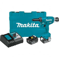 Makita - Cordless Riveters Fastener Type: Cordless Electric Riveter Closed End Rivet Capacity: All up to 3/16 - Americas Industrial Supply