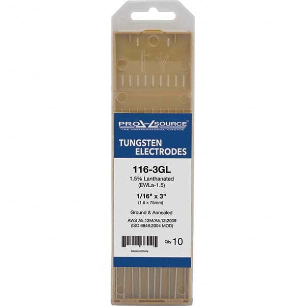 PRO-SOURCE - Tungsten Electrodes Type: 1.5% Lanthanated Diameter (Inch): 1/16 - Americas Industrial Supply