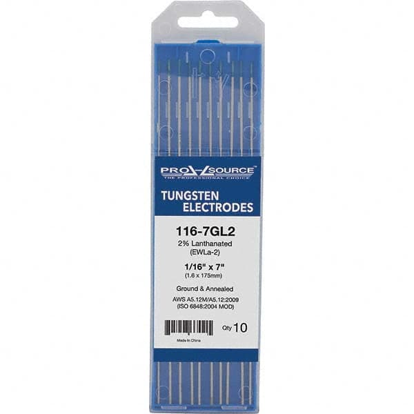 PRO-SOURCE - Tungsten Electrodes Type: 2% Lanthanated Diameter (Inch): 1/16 - Americas Industrial Supply