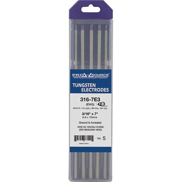 PRO-SOURCE - Tungsten Electrodes Type: E3 Diameter (Inch): 3/16 - Americas Industrial Supply