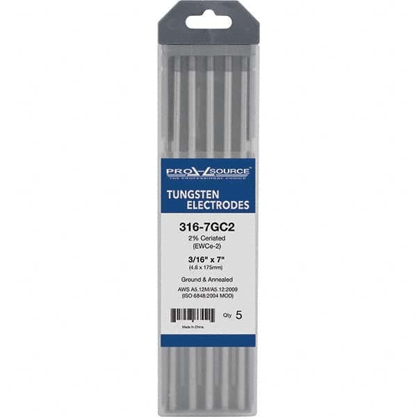 PRO-SOURCE - Tungsten Electrodes Type: 2% Ceriated Diameter (Inch): 3/16 - Americas Industrial Supply