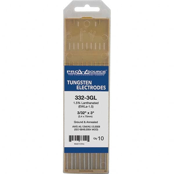 PRO-SOURCE - Tungsten Electrodes Type: 1.5% Lanthanated Diameter (Inch): 3/32 - Americas Industrial Supply