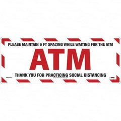 NMC - "Please Maintain 6 FT Spacing While Waiting for the ATM" Adhesive-Backed Floor Sign - Americas Industrial Supply