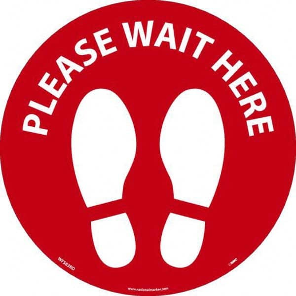 NMC - "Please Wait Here" Adhesive-Backed Floor Sign - Americas Industrial Supply