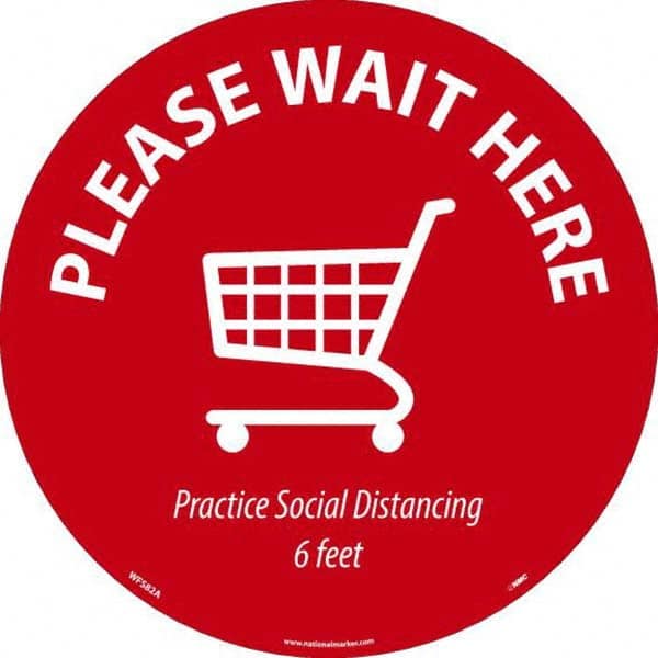 NMC - "Please Wait Here" Adhesive-Backed Floor Sign - Americas Industrial Supply