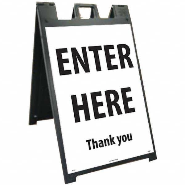 NMC - "ENTER HERE", 25" Wide x 45" High, Plastic Safety Sign - Americas Industrial Supply