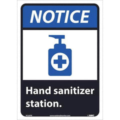 NMC - "Notice - Hand Sanitizer Station", 10" Wide x 14" High, Pressure-Sensitive Vinyl Safety Sign - Americas Industrial Supply