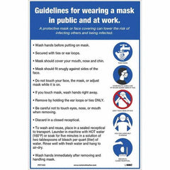 NMC - "COVID 19 - Guidelines for Wearing a Mask in Public and at Work", 12" Wide x 18" High, Vinyl Safety Sign - Americas Industrial Supply