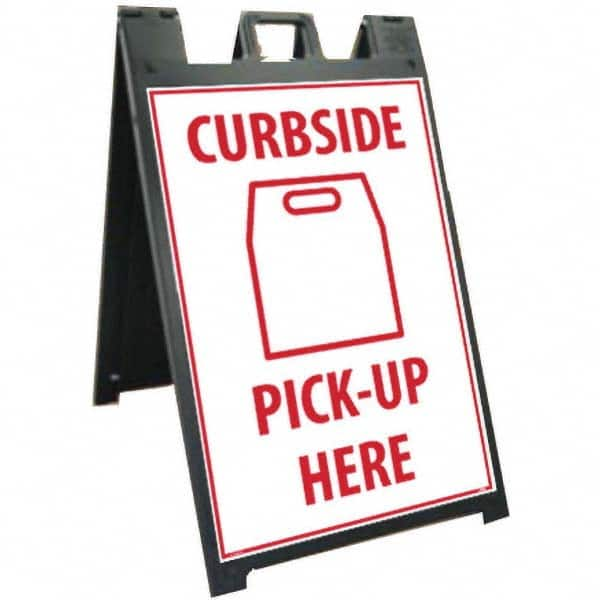 NMC - "Curbside Pick-Up Here", 25" Wide x 45" High, Plastic Safety Sign - Americas Industrial Supply