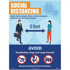 NMC - "COVID 19 - Social Distancing", 18" Wide x 24" High, Paper Safety Sign - Americas Industrial Supply