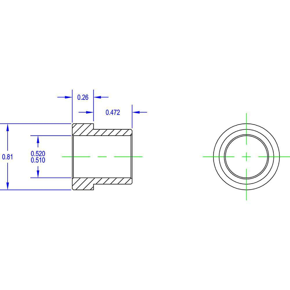 Idler Shaft Shoulder Adapters; Minimum Bore Diameter: .51 in; Maximum Bore Diameter: .520 in; Overall Width: 1; Shoulder Diameter: .81 in; Material: Steel; Insert Material: Steel