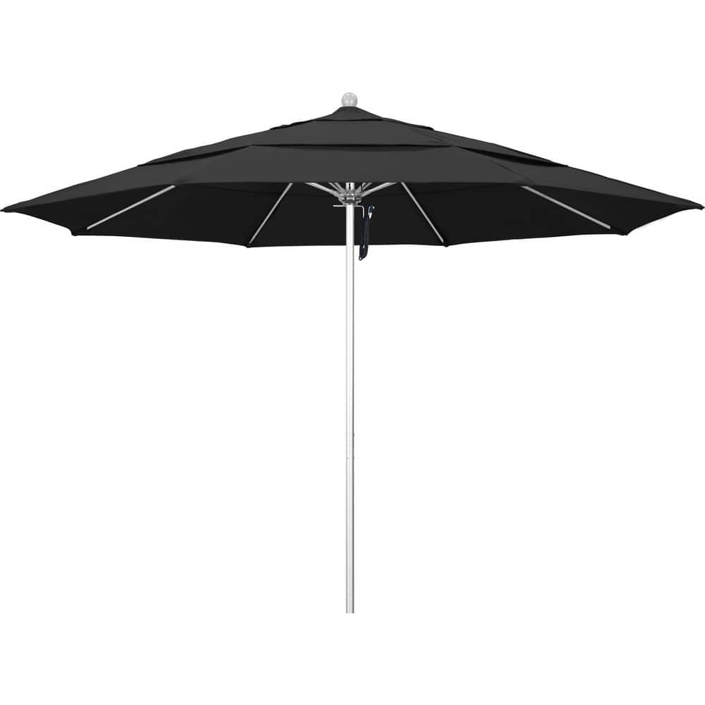 Patio Umbrellas; Diameter (Feet): 11; Height (Feet): 8.917; Fabric Color: Black; Base Included: No; Canopy Fabric: Pacifica; Fade Resistant: Yes; Additional Information: Pulley Lift; Frame Material: Aluminum