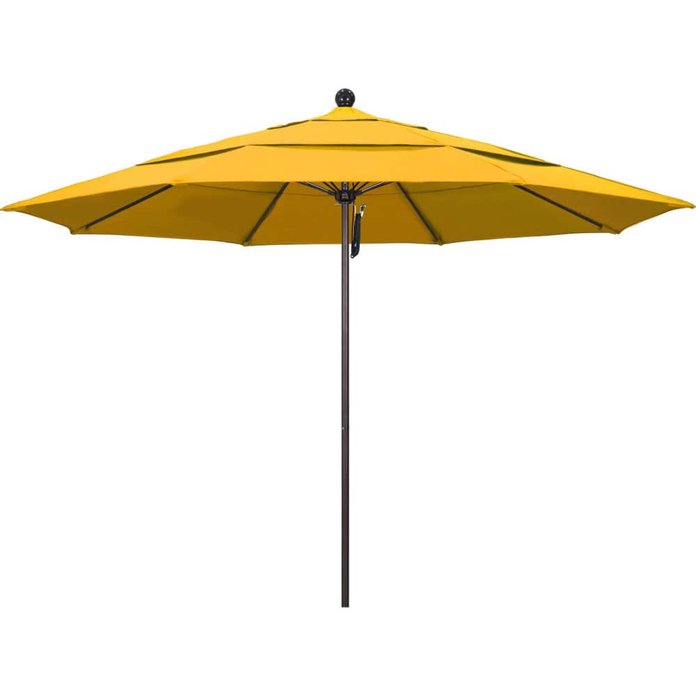 Patio Umbrellas; Diameter (Feet): 11; Height (Feet): 8.917; Fabric Color: Yellow; Base Included: No; Canopy Fabric: Pacifica; Fade Resistant: Yes; Additional Information: Pulley Lift; Frame Material: Aluminum