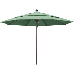 Patio Umbrellas; Diameter (Feet): 11; Height (Feet): 8.917; Fabric Color: Spa; Base Included: No; Canopy Fabric: Pacifica; Fade Resistant: Yes; Additional Information: Pulley Lift; Frame Material: Aluminum