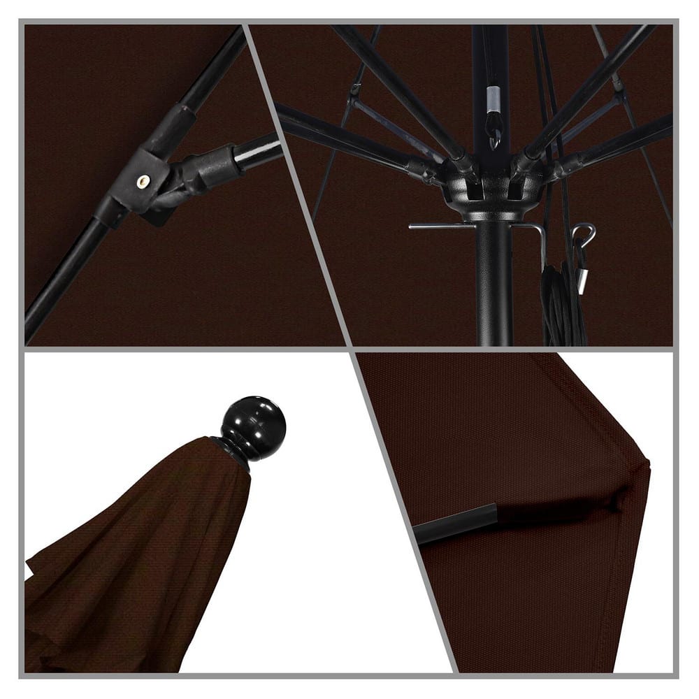 Patio Umbrellas; Diameter (Feet): 11; Height (Feet): 8.917; Fabric Color: Mocha; Base Included: No; Canopy Fabric: Pacifica; Fade Resistant: Yes; Additional Information: Pulley Lift; Frame Material: Aluminum