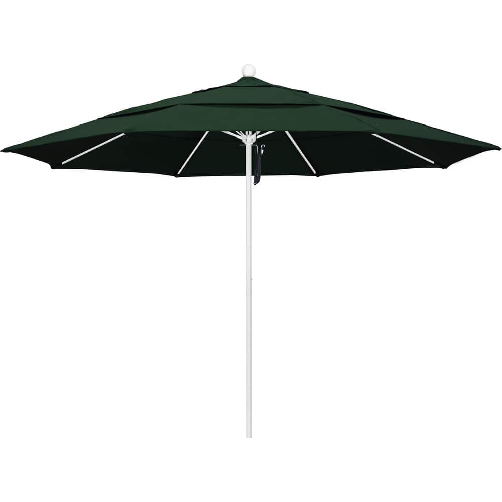 Patio Umbrellas; Diameter (Feet): 77; Height (Feet): 8.917; Fabric Color: Hunter Green; Base Included: No; Canopy Fabric: Pacifica; Fade Resistant: Yes; Additional Information: Pulley Lift; Frame Material: Aluminum