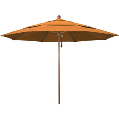 Patio Umbrellas; Diameter (Feet): 77; Height (Feet): 8.917; Fabric Color: Tuscan; Base Included: No; Canopy Fabric: Pacifica; Fade Resistant: Yes; Additional Information: Pulley Lift; Frame Material: Aluminum