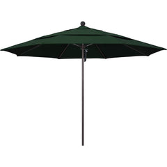 Patio Umbrellas; Diameter (Feet): 11; Height (Feet): 8.917; Fabric Color: Hunter Green; Base Included: No; Canopy Fabric: Pacifica; Fade Resistant: Yes; Additional Information: Pulley Lift; Frame Material: Aluminum