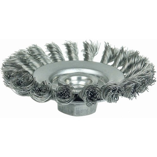 4″ Knot Wire Bevel Brush, .014″ Steel Fill, M10x1.25 Nut - Americas Industrial Supply