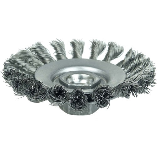 4″ Knot Wire Bevel Brush, .014″ Steel Fill, M10x1.50 Nut - Americas Industrial Supply