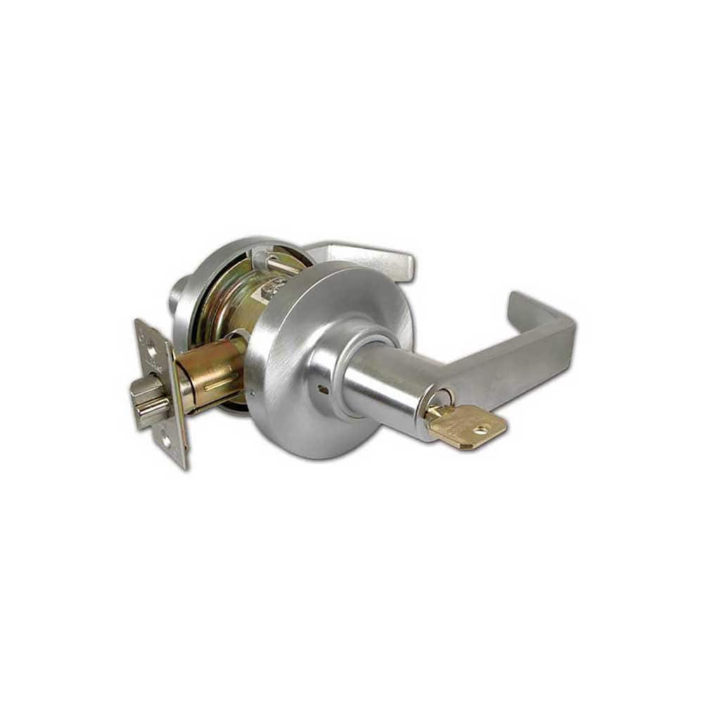 Lever Locksets; Type: Classroom; Key Type: Keyed Different; Strike Type: ASA Strike; Finish/Coating: Satin Chrome; Material: Steel; Material: Steel; Door Thickness: 1 5/8 - 1 7/8; Backset: 2.75; Lockset Grade: Grade 2; Cylinder Type: Conventional; Minimum