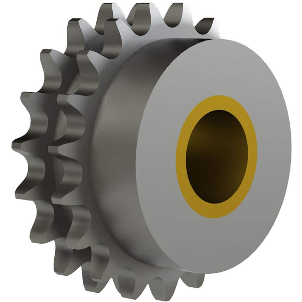 Chain Idler Sprockets; Bore Diameter: 1.0000; Hub Diameter: 2.5000; Pitch: 0.5 in; Compatible Shaft Diameter: 1 in; Number Of Strands: 2; Bearing Type: Plain; Material: Steel; Number of Teeth: 19; Minimum Order Quantity: Steel; Shaft Diameter (Inch): 1 in