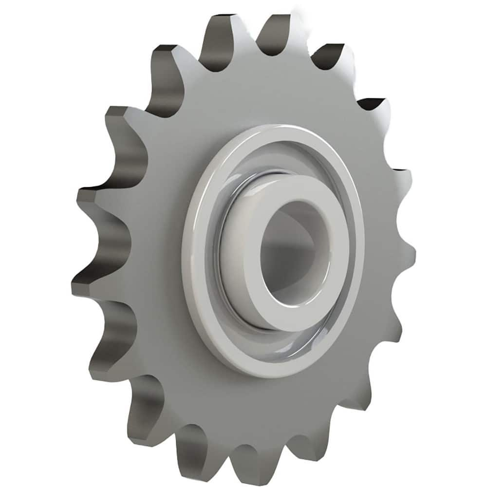 Chain Idler Sprockets; Bore Diameter: 0.6350; Pitch: 0.75 in; Compatible Shaft Diameter: 0.625 in; Number Of Strands: 1; Bearing Type: Ball; Material: Steel; Number of Teeth: 15; Minimum Order Quantity: Steel; Shaft Diameter (Inch): 0.625 in; Chain Size N