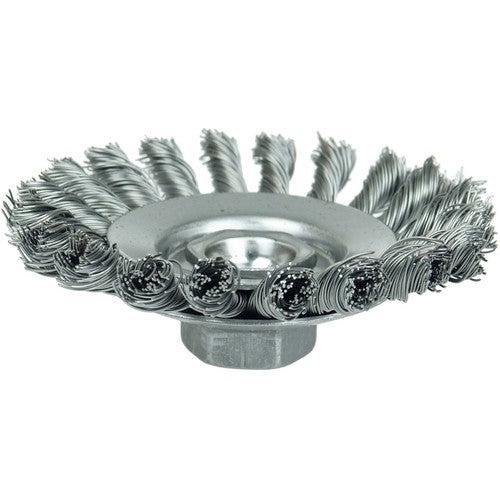 4″ Knot Wire Bevel Brush, .020″ Steel Fill, M14 × 2.0 Nut - Americas Industrial Supply