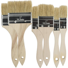 Paint Brush: Natural Bristle, Natural Bristle Flat, Wood Handle, for Oil