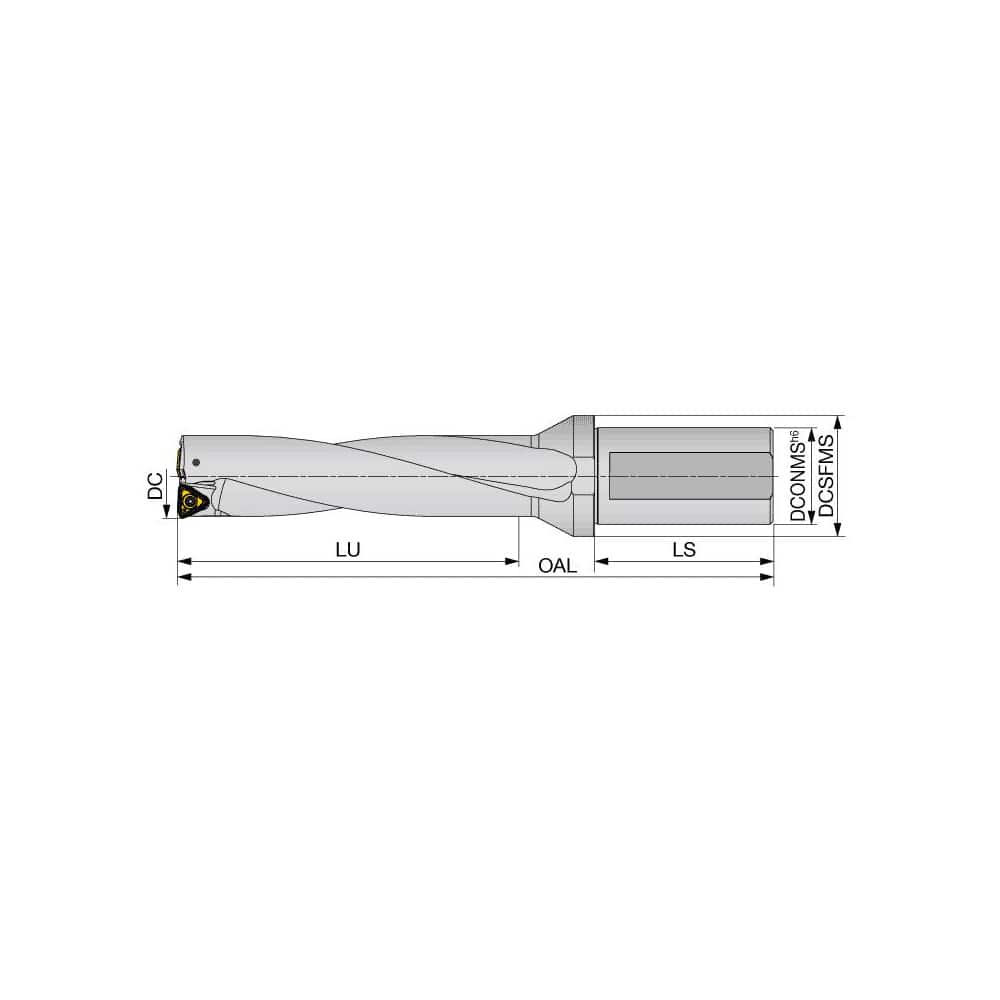 Indexable Insert Drills; Drill Style: TDS; Maximum Drill Diameter (mm): 21.50; Maximum Drill Depth (mm): 86.80; Shank Type: Flatted; Shank Diameter (Inch): 25; Shank Diameter (mm): 25.00; Number of Drill Inserts: 2; Cutting Direction: Right Hand; Tool Mat