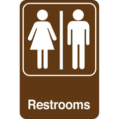 Facility Sign: Rectangle, ″Restrooms″ Acrylic, Double Sided Tape, 6″ High