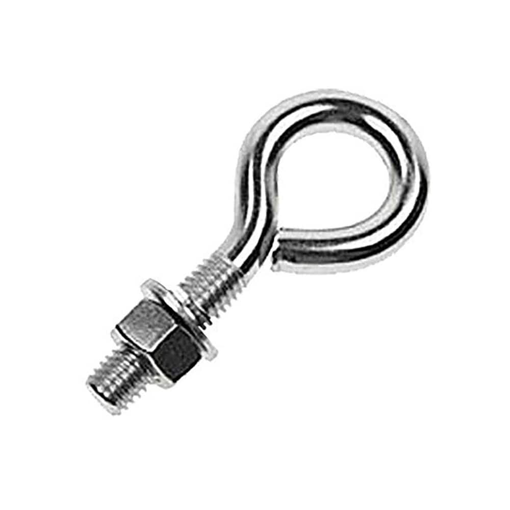 Fixed Lifting Eye Bolt: With Shoulder, 1,000 lb Capacity, 3/8 ™ Thread, Grade 316 Stainless Steel Fully Threaded, 4″ Shank