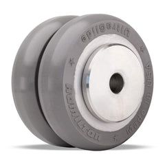 Twin Wheel Caster Wheel: Polyurethane on Aluminum, 4″ Dia, 2″ Wide 900 lb Capacity, Precision Sealed Ball Bearing, Non-Marking