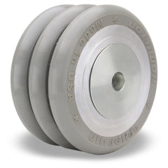 Triple Wheel Caster Wheel: Polyurethane on Aluminum, 6″ Dia, 3″ Wide 2,600 lb Capacity, Precision Sealed Ball Bearing, Non-Marking