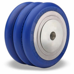 Triple Wheel Caster Wheel: Polyurethane on Aluminum, 6″ Dia, 3″ Wide 2,200 lb Capacity, Precision Sealed Ball Bearing, Non-Marking