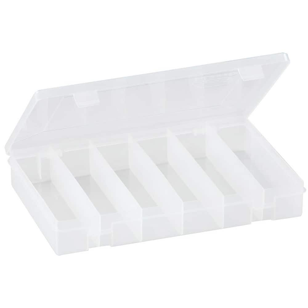 Small Parts Boxes & Organizers; Product Type: Compartment Box; Lock Type: ProLatch; Width (Inch): 7; Number of Dividers: 0; Removable Dividers: No; Color: Clear; Features: 6 Fixed Compartments; Number Of Compartments: 6; Depth (Decimal Inch): 1.7200; Widt