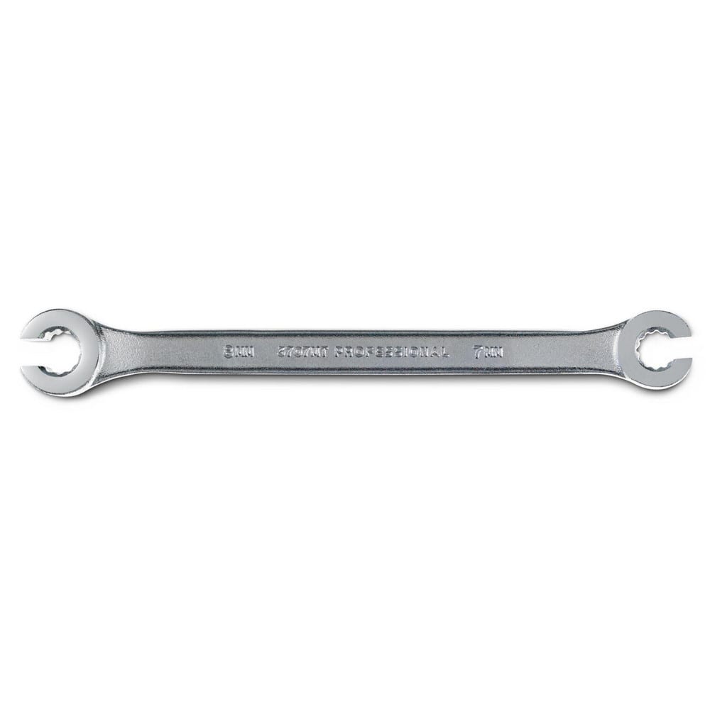 Flare Nut Wrenches; Type: Open End; Size (Inch): 7 mm, 8 mm; Size (mm): 7 mm, 8 mm; Head Type: Double; Offset; Opening Type: 6-Point Flare Nut; Head Offset Angle: 15; Non-sparking: No; Insulated: No; Magnetic: No; Corrosion-resistant: Yes; Ratcheting: No;