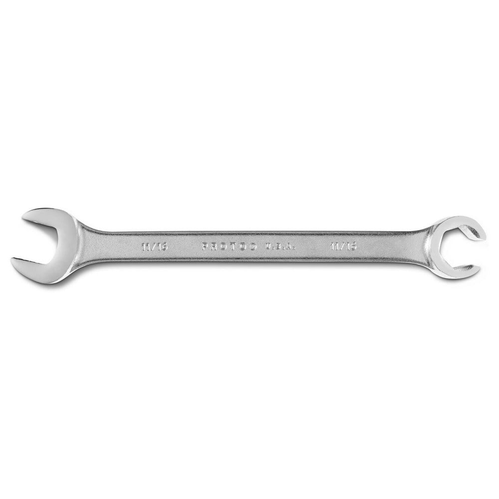 Flare Nut Wrenches; Type: Open End; Size (Inch): 11/16 in; Size (mm): 11/16 in; Head Type: Double; Offset; Opening Type: 6-Point Flare Nut; Head Offset Angle: 15; Non-sparking: No; Insulated: No; Magnetic: No; Corrosion-resistant: Yes; Ratcheting: No; Sli