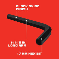 Hex Keys; End Type: Hex; Handle Type: L-Handle; Arm Style: Long; Arm Length: 8.25 in; 1.625 in; Handle Color: Black; Insulated: No; Overall Length: 8.25