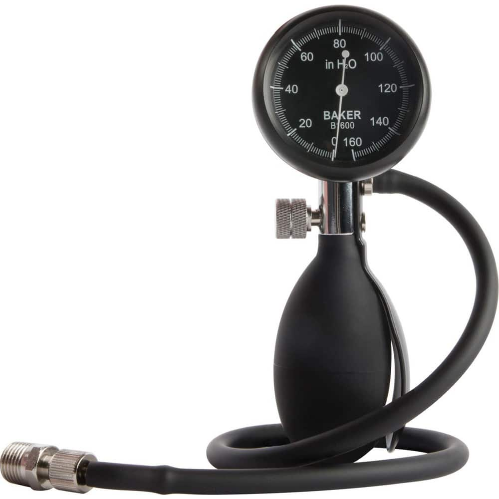 Pressure Test Gauges & Calibrators; Calibrator Type: Handheld Pressure Calibrator; Pressure Source: External; Minimum Hg: 0; Maximum Hg: 160; Input Thread Size: 0.25 in; Includes: Carrying Case; Threaded Fitting; Flexible Hose; Diameter (Decimal Inch): 2.