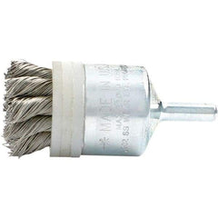 Brush Research Mfg. - 3/4" Brush Diam, Knotted, End Brush - 1/4" Diam Steel Shank, 20,000 Max RPM - Americas Industrial Supply