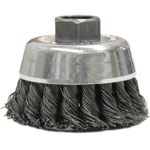 2-3/4″ Single Row Knot Wire Cup Brush, .020″ Steel Fill, M10x1.50 Nut - Americas Industrial Supply